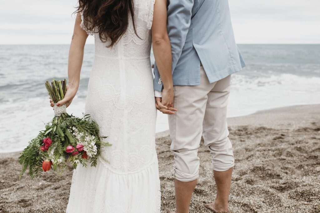 beautiful bride groom beach